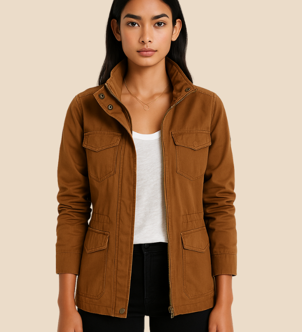 Let og stilren damejakke med klassisk pasform og praktiske lommer