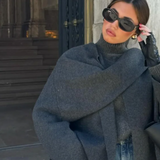 Elegant poncho til kvinder med høj hals og varm komfort