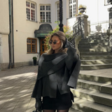 Elegant poncho til kvinder med høj hals og varm komfort