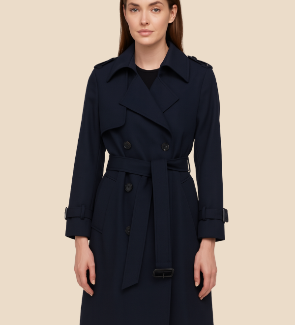 Lang trenchcoat til kvinder med klassisk elegant pasform