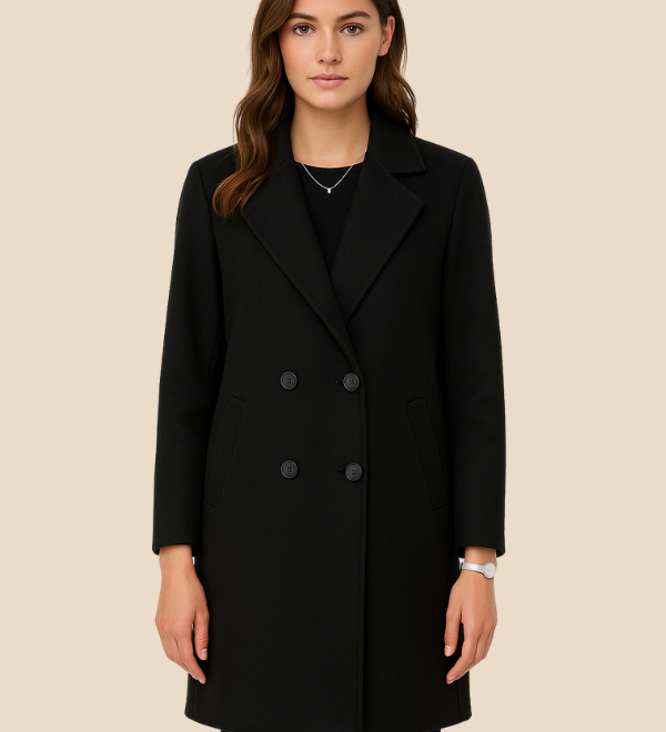 Klassisk uldinspireret damefrakke med stilrent snit