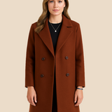 Klassisk uldinspireret damefrakke med stilrent snit