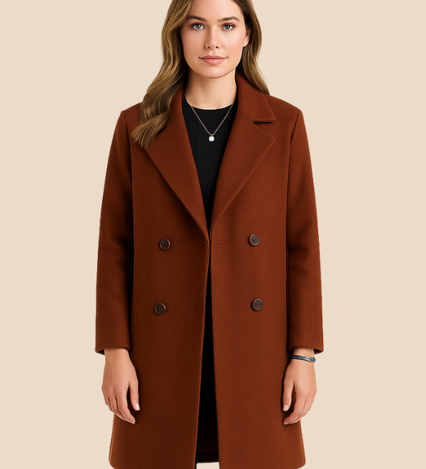 Klassisk uldinspireret damefrakke med stilrent snit