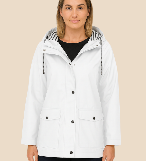 Vandtæt damejakke med hætte og varm fleeceforing