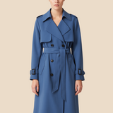 Lang trenchcoat til kvinder med klassisk elegant pasform