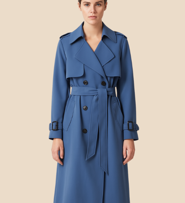 Lang trenchcoat til kvinder med klassisk elegant pasform