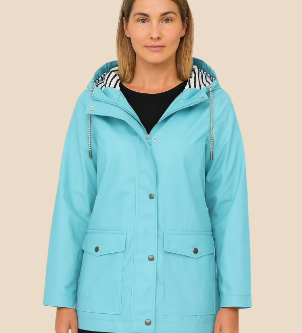 Vandtæt damejakke med hætte og varm fleeceforing