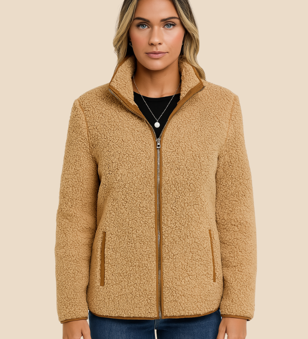 Blød fleecejakke til kvinder med varmende teddystruktur