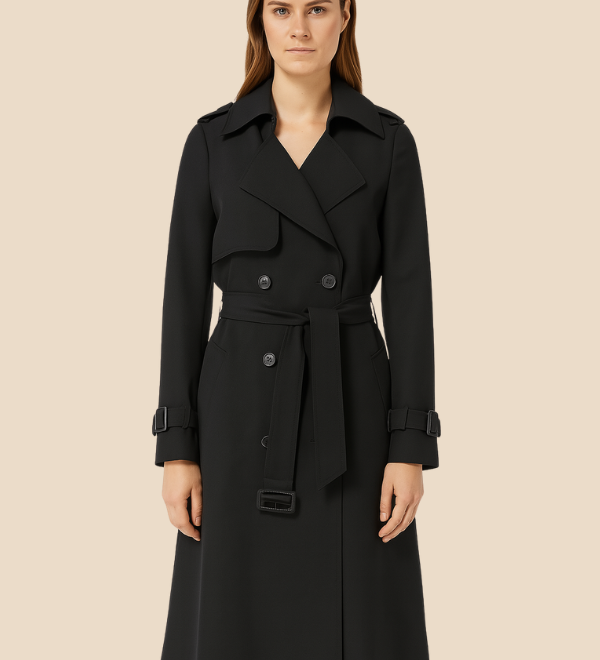 Lang trenchcoat til kvinder med klassisk elegant pasform
