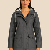 Vandtæt damejakke med hætte og varm fleeceforing