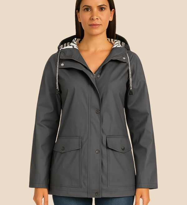 Vandtæt damejakke med hætte og varm fleeceforing