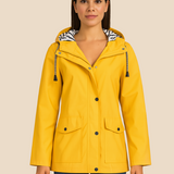 Vandtæt damejakke med hætte og varm fleeceforing