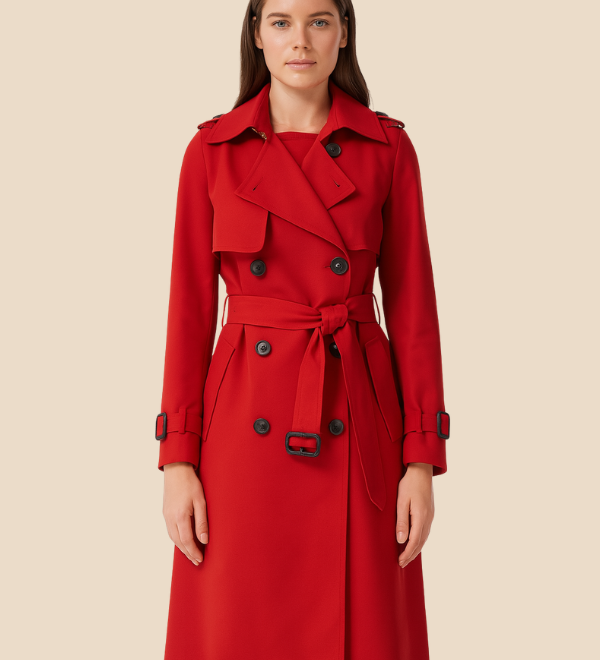 Lang trenchcoat til kvinder med klassisk elegant pasform