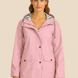 Vandtæt damejakke med hætte og varm fleeceforing