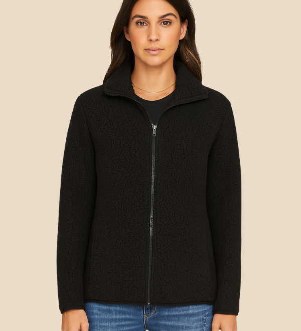 Blød fleecejakke til kvinder med varmende teddystruktur