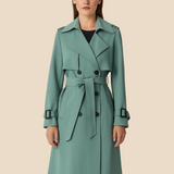 Lang trenchcoat til kvinder med klassisk elegant pasform