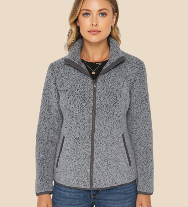 Blød fleecejakke til kvinder med varmende teddystruktur