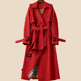 Lang trenchcoat til kvinder med klassisk elegant pasform
