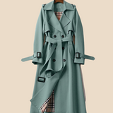 Lang trenchcoat til kvinder med klassisk elegant pasform
