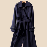 Lang trenchcoat til kvinder med klassisk elegant pasform