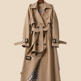 Lang trenchcoat til kvinder med klassisk elegant pasform