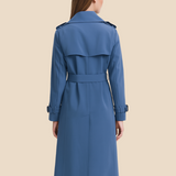 Lang trenchcoat til kvinder med klassisk elegant pasform