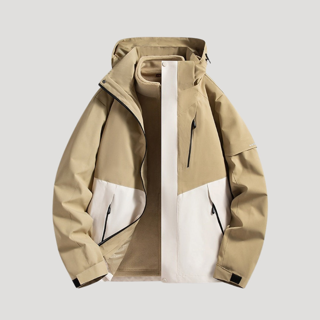 Vandtæt Outdoorjakke med Hætte og Moderne Funktionelt Design