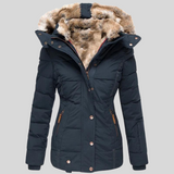 Figursyet Vinterjakke med Faux Fur Hætte og Elegant Komfort