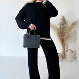 Dame strik loungewear sæt – blød sweater og bukser