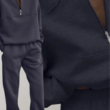Blødt lounge sæt med zip sweatshirt og komfortable bukser