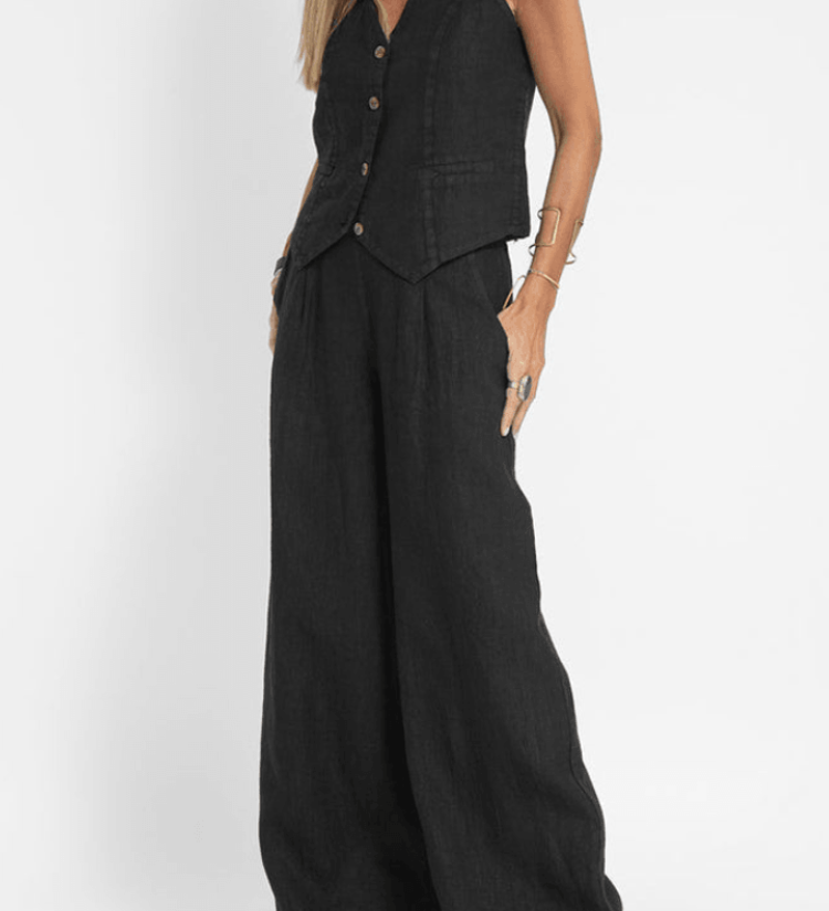 2-delt vest og bukser i linnedlook