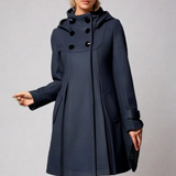 Kort Uldfrakke med Hætte til Kvinder – Elegant og Feminin Efterårsfrakke