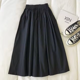 Dames midi-rok – Hoge taille – Flowy pasvorm – Elastische band – Ademend materiaal