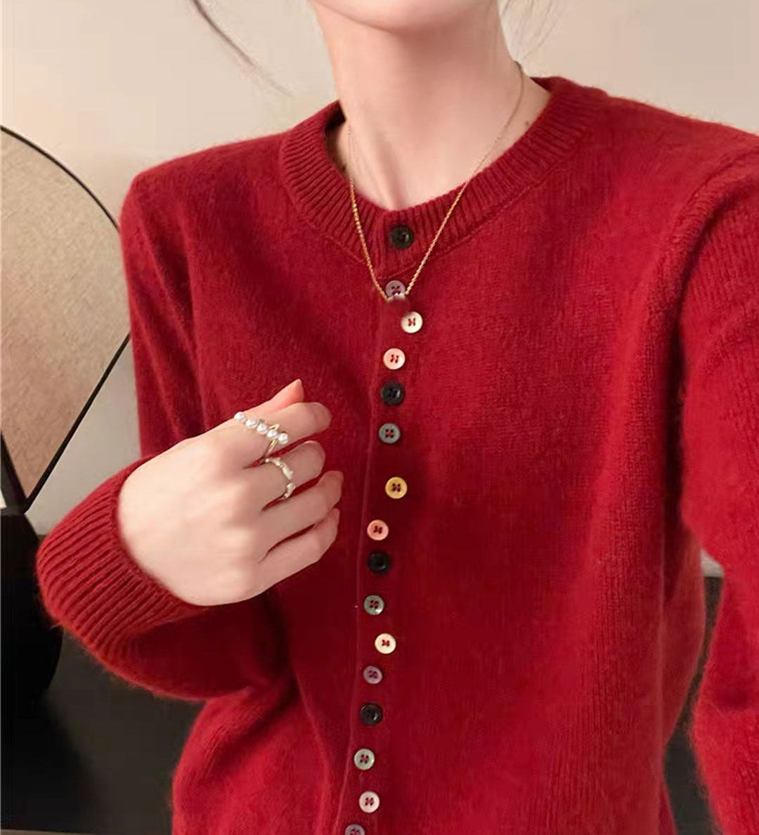 Strikket Cardigan med Dekorative Knapper