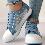 Letvægts Sneakers med Mesh og Blomsterbroderi