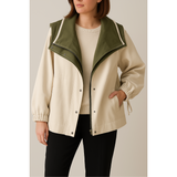 Oversize Kontrast Jakke med Hætte – Moderne og Trendy Overgangslook