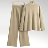 Elegant Blazer Sæt med Brede Bukser – Tidløs Business Stil