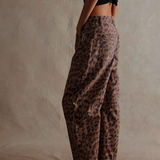 Leopardmønstrede wide leg bukser – moderne komfort og vovet stil