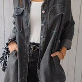 Denim skjortekjole med lommer og rå detaljer – Casual og edgy stil