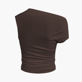 To-delt Sæt med Asymmetrisk Top og Knyttet Mini Nederdel – Minimal Chic