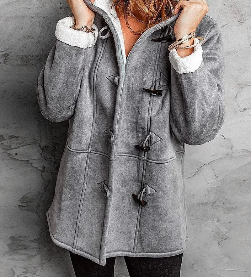 Varm damefrakke med kunstpelsfor – hyggelig vinterjakke i elegant design