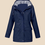 Vandtæt damejakke med hætte og varm fleeceforing