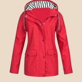 Vandtæt damejakke med hætte og varm fleeceforing