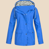 Vandtæt damejakke med hætte og varm fleeceforing