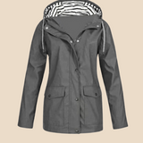 Vandtæt damejakke med hætte og varm fleeceforing