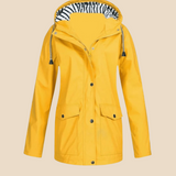 Vandtæt damejakke med hætte og varm fleeceforing