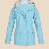 Vandtæt damejakke med hætte og varm fleeceforing