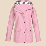 Vandtæt damejakke med hætte og varm fleeceforing