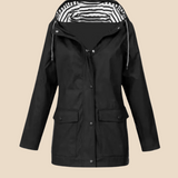 Vandtæt damejakke med hætte og varm fleeceforing