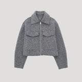 Kort Uldjakke med Lynlås og Moderne Minimalistisk Stil